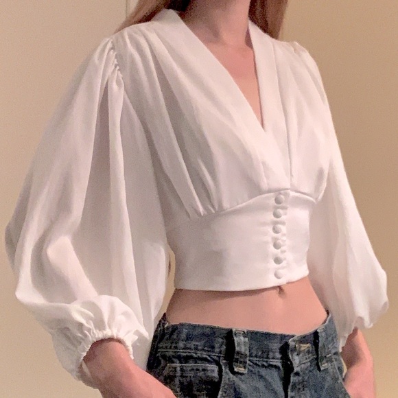 Tops - White Button-Down Blouse